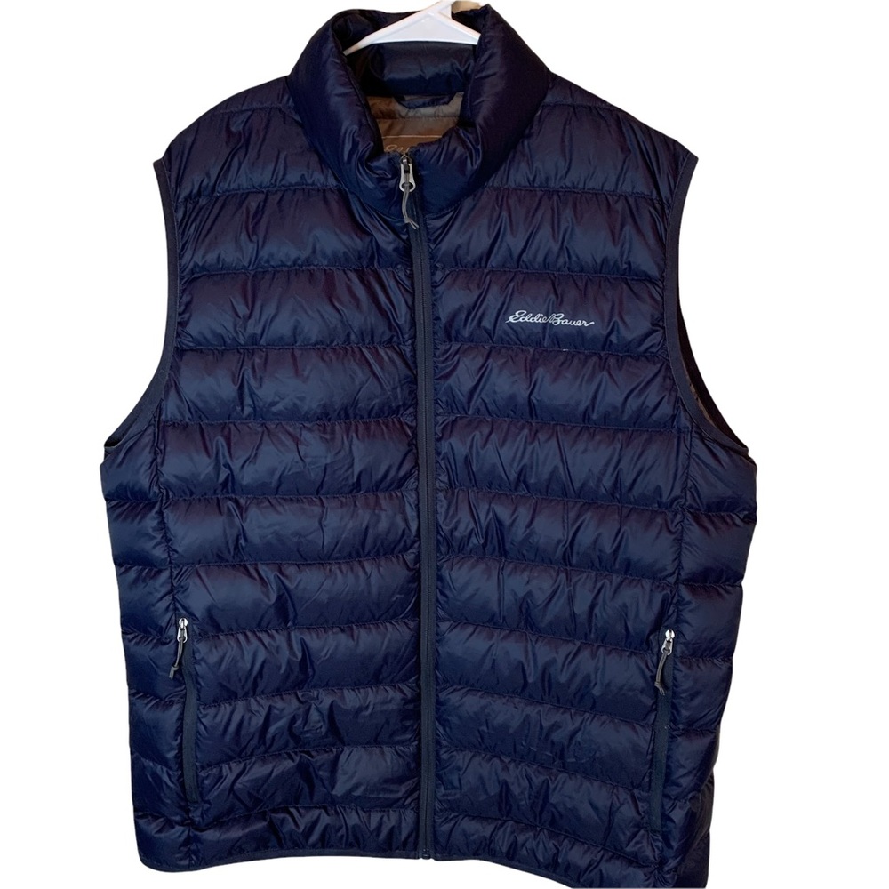 Eddie Bauer Down Vest Jacket 650 Down Blue Full Zip Men’s Size Large  EB650